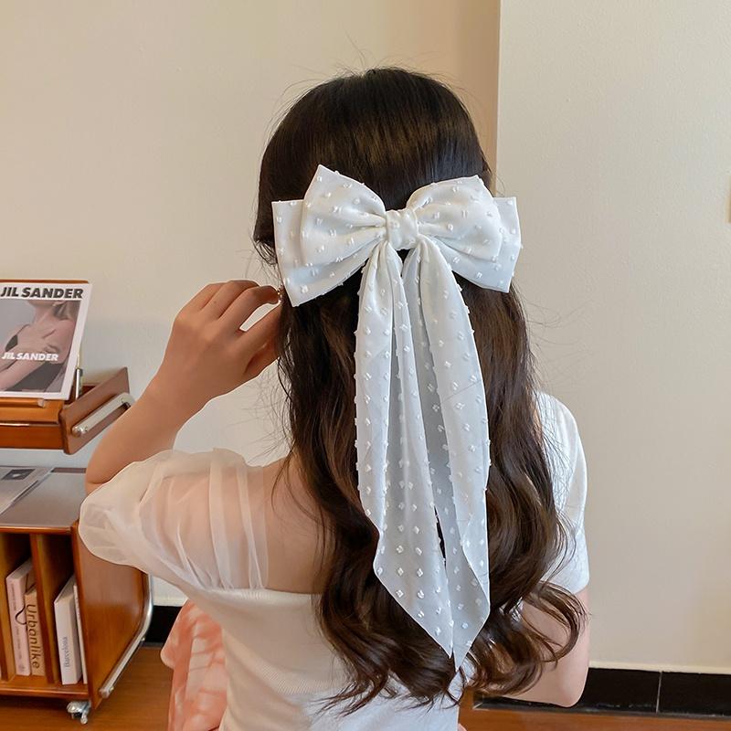 Fairy Style Hair Clip Solid Color Oversized Bow Streamer Hair Clamp Chiffon Bow Hair Clip Fashion Hair Accessories
