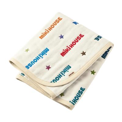 Gaze-Nickerchen-Schoß, hergestellt in Baby-Erwachsenengröße S x 66 [MIKI HOUSE] Decke, Decke, Logo, Decke, 6-fädig gewebt, Gaze, 100 % Baumwolle, Japan, Jungen, Mädchen,