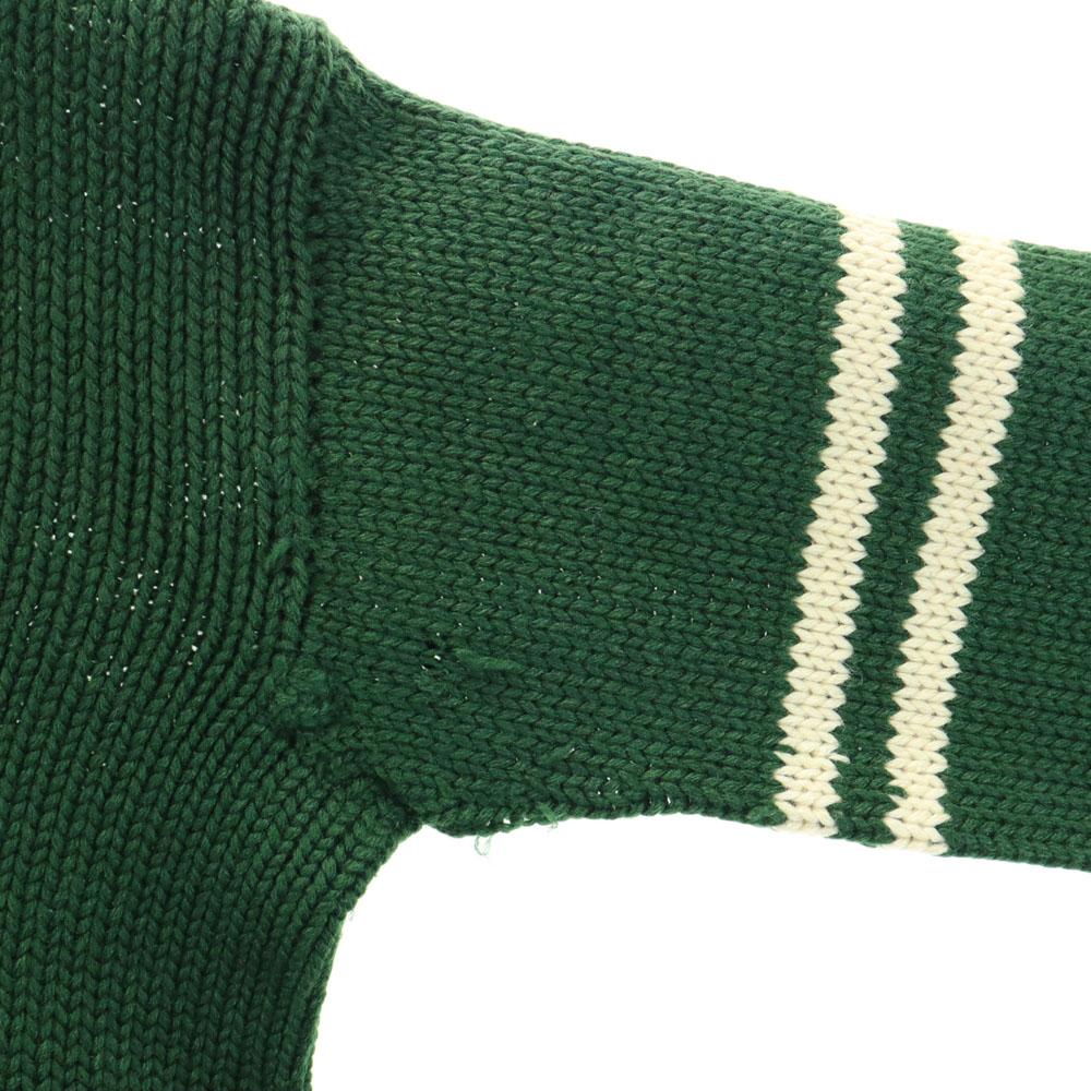 Vintage 40er 50er Langarm Pullover mit Buchstabenaufnäher grün Strick Herren Gebraucht