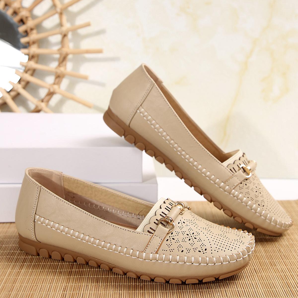 

Однотонные туфли-лодочки с бантом, лоферы на мягкой подошве, повседневная легкая удобная модная обувь 36 бежевый