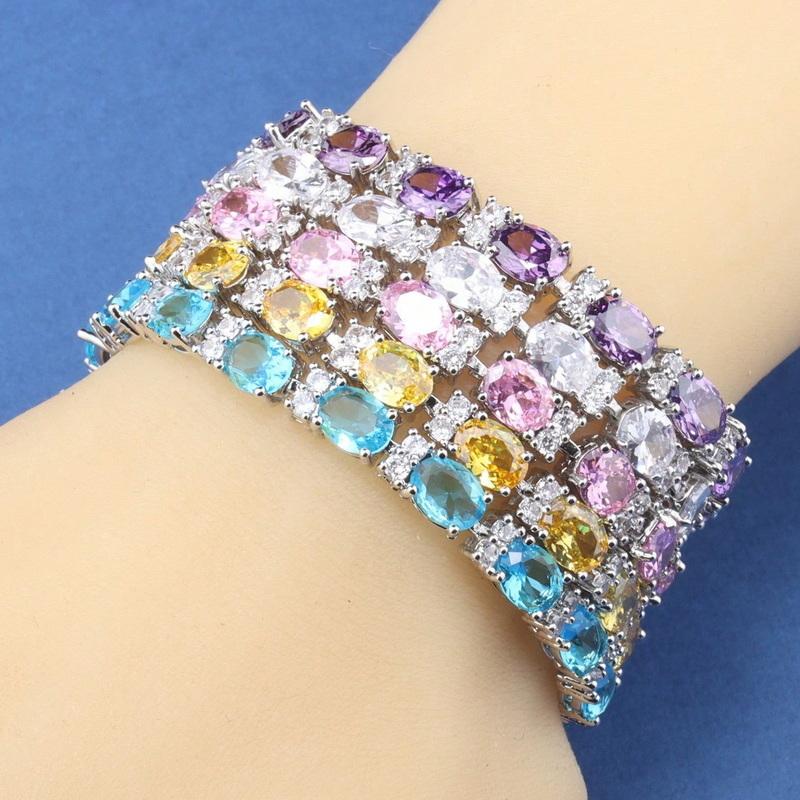 13-Colors   Luxury Bracelet Colorful Zircon Accessories Fine Jewelry For Woman Wedding-Party Gift