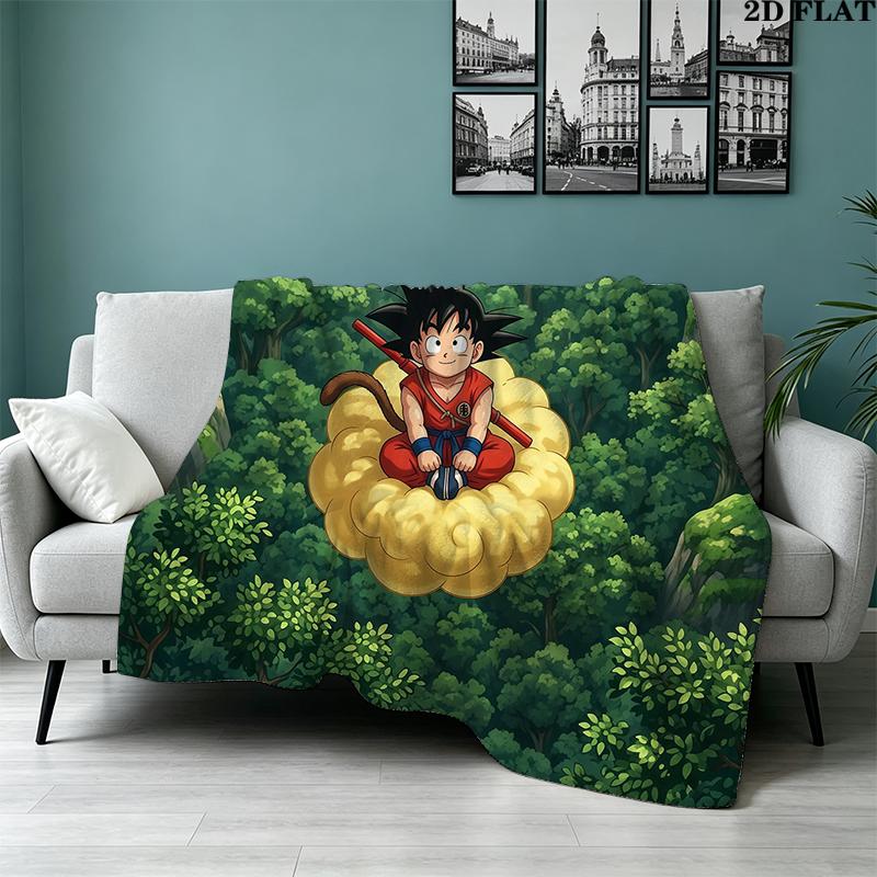 Goku Printed Flannel Blanket, soft throw for bedroom sofa, washable, Christmas present, great gift.