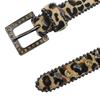 2,3" Brede Damesleren Riem met Luipaardprint en Strass Gesp - Hoge Kwaliteit, Hip Hop-Geïnspireerd Nachtclub Accessoire.