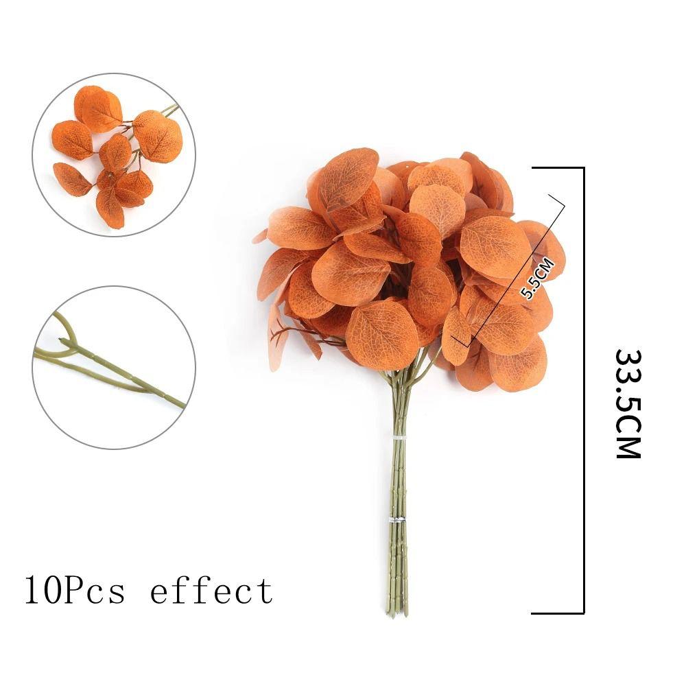 10Pcs Artificial Leaf Plant Bouquet Fake Leaf for Home Room Decor Garden Wedding Marriage Decoration Outdoor Garland Ornaments