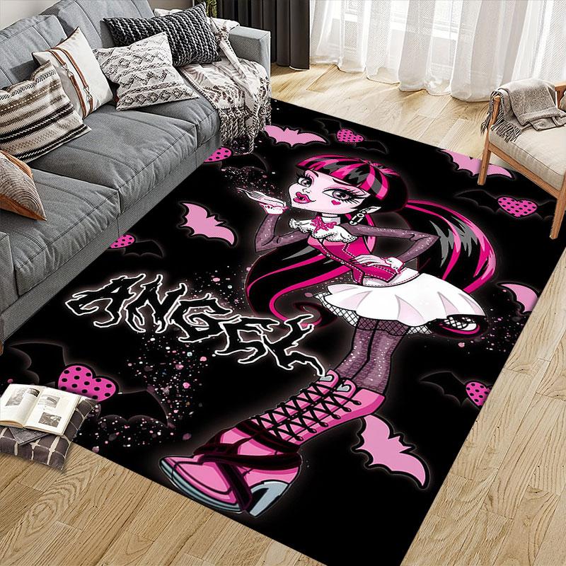 Ula Cartoon Flannel Printed Carpet, Home Sofa Decoration for Living Room & Bedroom, Non‑Slip Play Flannel Floor Mat for Game Room