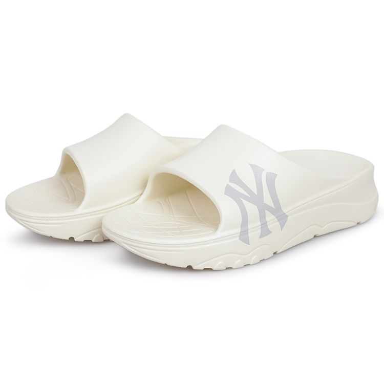 MLB Slipper Chunky New York Yankees Casual Thick Sole Non-Slip Slide Sandals Unisex Footwear Off-White 32SHHP111-50I