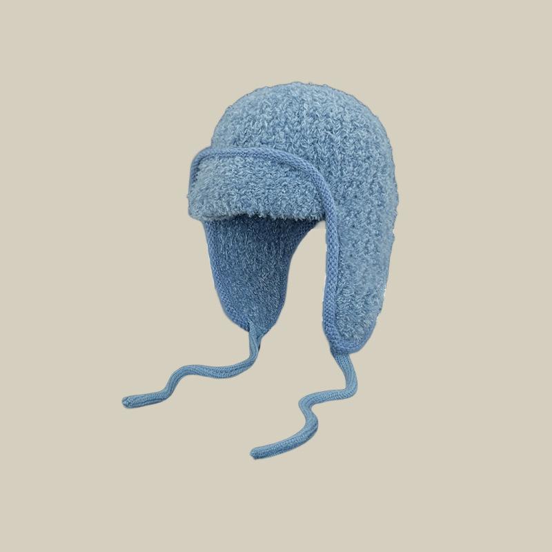 Autumn Winter Thickened Fleece Ear-Protective Hats Knitted Woolen Hats For Women Fashion Warm Large Head Circumference Caps