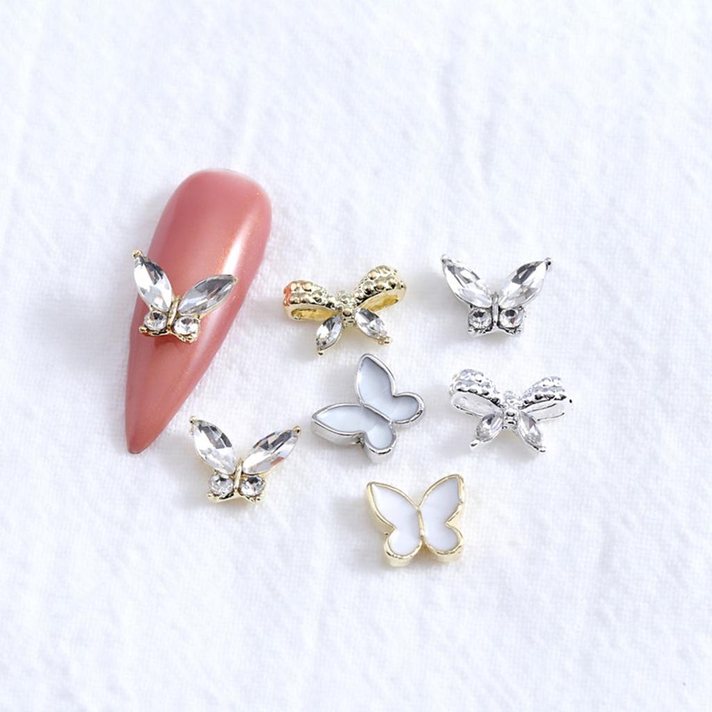3D Nail Art Charms Bow-Nail Rhinestones Nail Gems Alloy Butterfly-Nail Crystals Diamonds for DIY Nail Art Decorations
