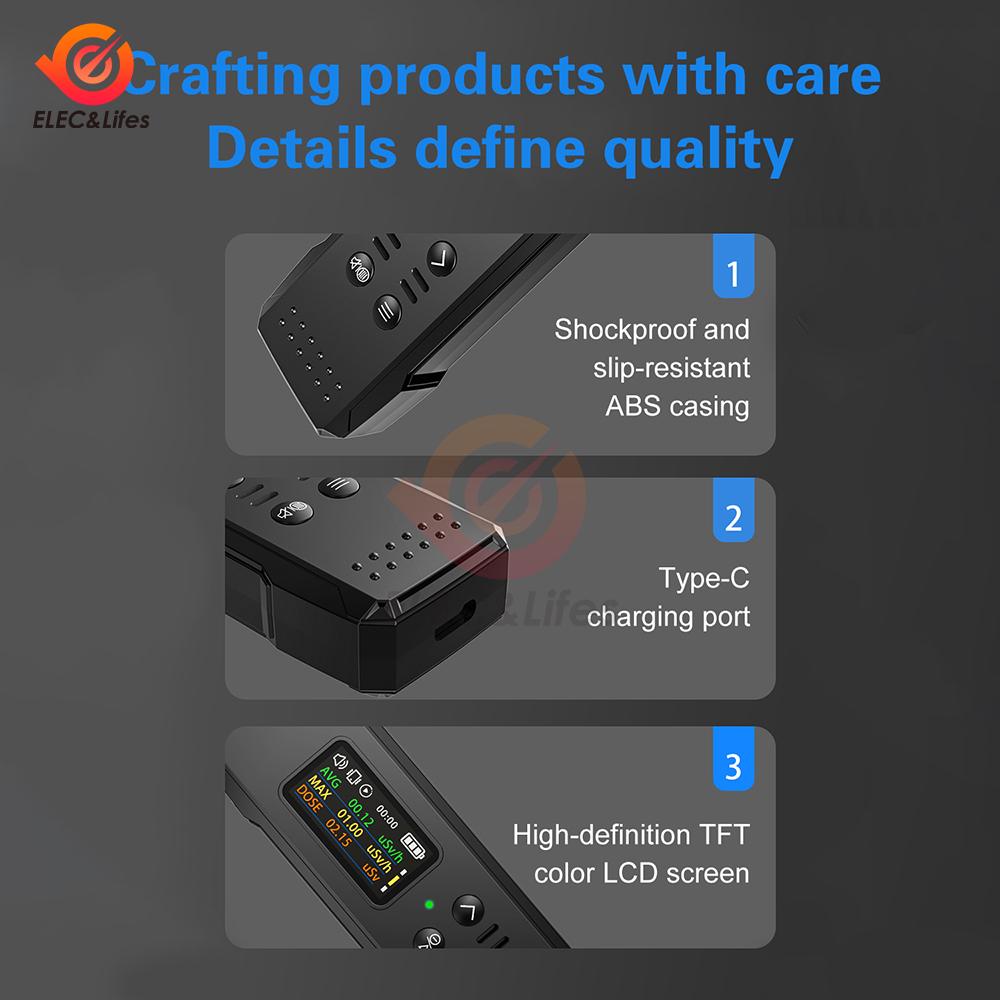 1.96" Color Screen Geiger counter High Precision Nuclear Radiation Detector X-ray Beta Gamma Detector Geiger Counter Dosimeter