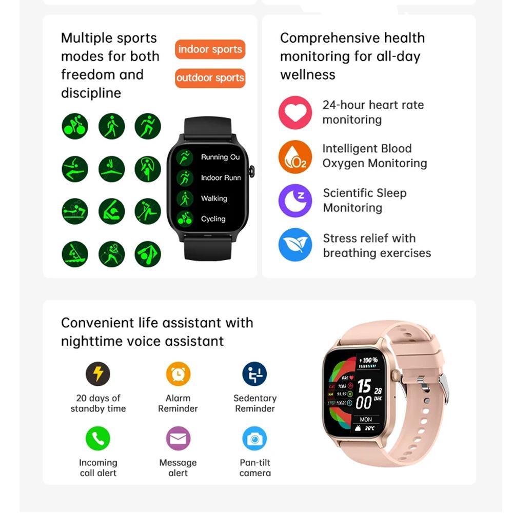 Y7 Smartwatch dla Mężczyzn Kobiet 1,85 cala Połączenie Bluetooth Smartwatch Zdrowie Zegarki do Nurkowania Relojes Smart Zegarek na Rękę