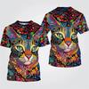 Colorful Cat Graphic T Shirt for Men Animal 3D Printed T-Shirts Summer Casual Fashion Loose Round Neck Oversize Tees Tops
