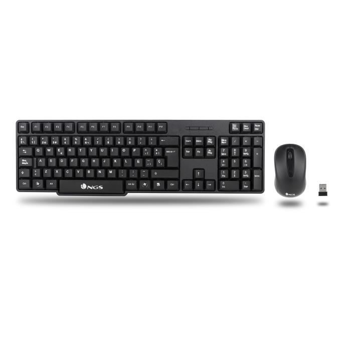 Ensemble Clavier Et Souris Sans Fil - Ngs - Euphoria Kit - Récepteur Nano USB - Noir - Espagnol