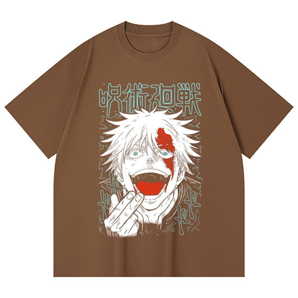 230 Gsm 100% Cotton Jujutsu Kaisen V1 Gojo Print Unisex Heavy Cotton T Shirt