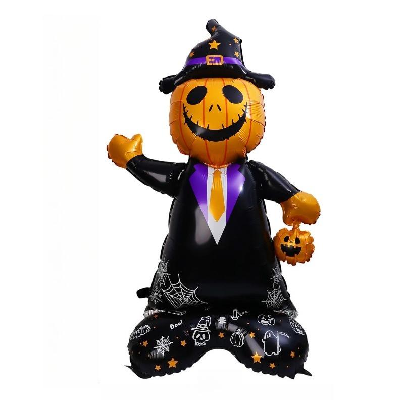 Giant Standing Halloween Foil Balloons Pumpkin Soldier Witch Ghost Skeleton Reaper Aluminum Balloon Inflatable Toys Party Decor Pumpkin Man