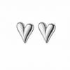 18K Gold Japanese-Korean Stainless Steel Heart Earrings for Women - 3D Design, Bright Surface, Simple Jewelry.