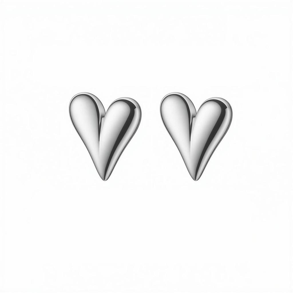 18K Gold Japanese-Korean Stainless Steel Heart Earrings for Women - 3D Design, Bright Surface, Simple Jewelry.