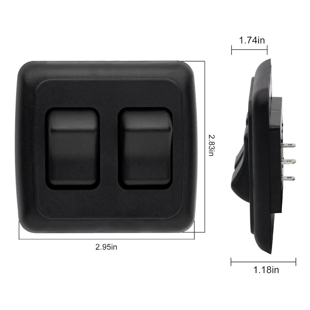 Double SPST On-Off Toggle Switch with Bezel, Technology Components 12V Light Switch for RV, Camper, Trailer