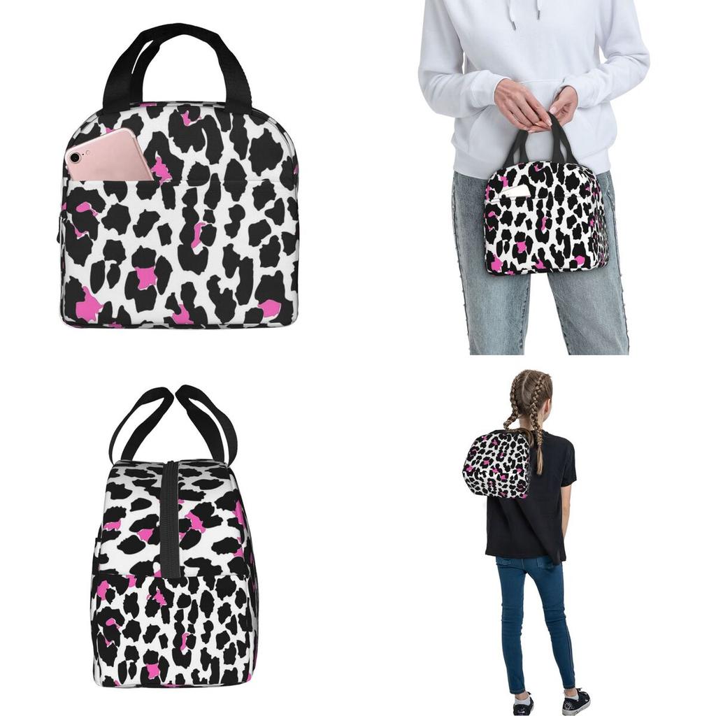 Leopardenmuster Isoliertes Lunchpaket Auslaufsicherer Lunchbehälter Thermotasche Tragetasche Lunchbox Büro Outdoor Lebensmitteltasche