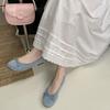 Spring and summer 2025 new bow suede shallow mouth single shoes round head comfortable soft sole not tired feet Doudou women's shoes