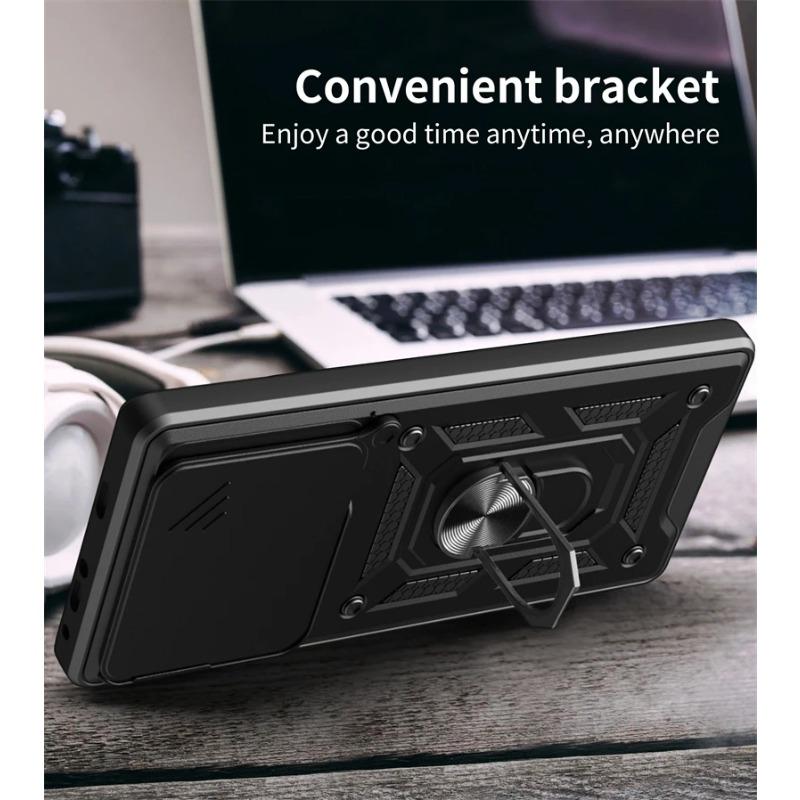 For Infinix Note 40 Case Slide Camera Armor Phone Case for Infinix Note 40 Pro 4G 5G Note40 Pro Plus Car Holder Ring Black Cover