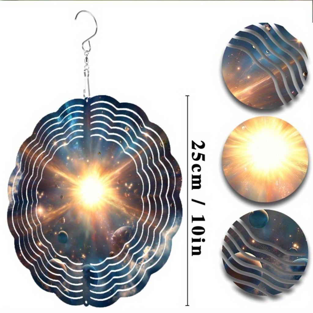 Galaxy Metal Wind Spinner Outdoor Decor 360 Rotating Hook Laser Cut Cosmic Design for Garden Patio Indoor Rustproof Hanging Art