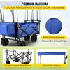 Collapsible Wagon Cart, Foldable Wagon Cart w/ Removable Canopy 600D Oxford Cloth, Collapsible Wagon Oversized Wheels Portable Folding Wagon