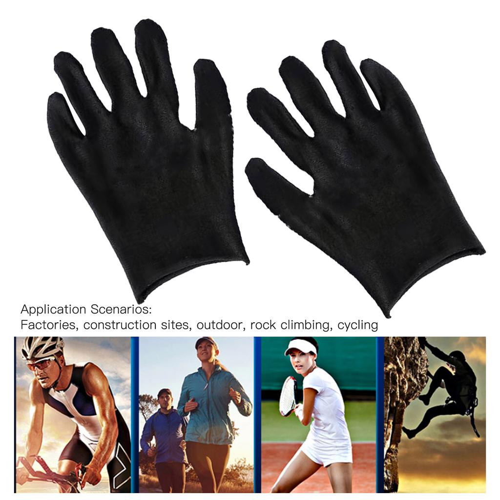 12 Pairs Cotton Gloves Polyester Cotton Thickened Sweat Absorbing Jewelry Gloves for Riding Factory Black