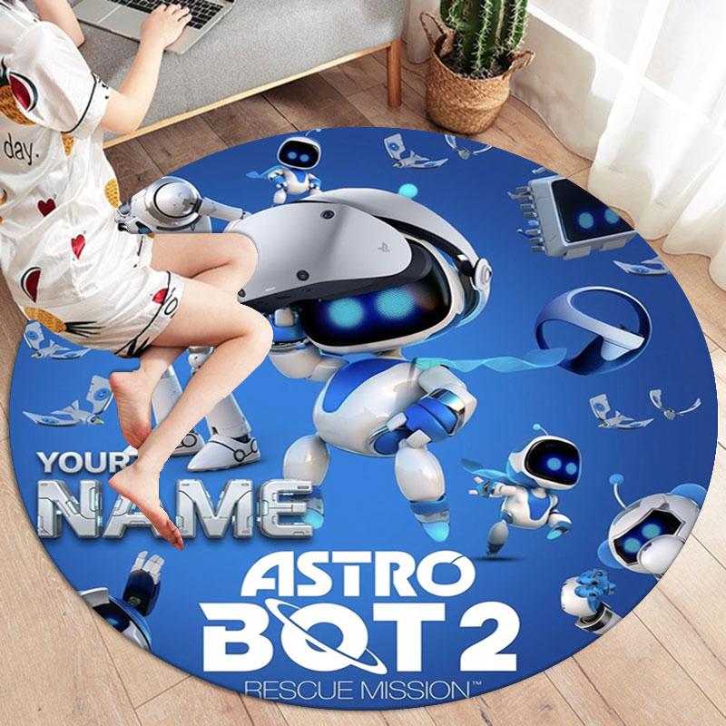 ASTRO BOT Custom Name Round Area Rug,Carpet Rug for Living Room Bedroom Sofa Playroom Decor,Non-slip Floor Mat