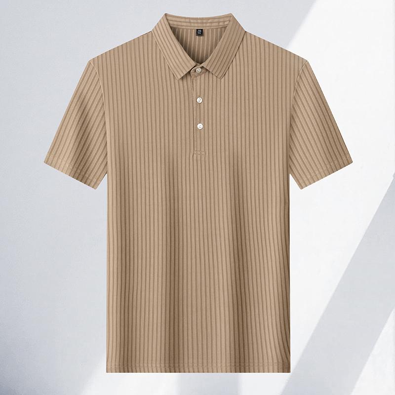 Men's Casual Fashion Striped Short Sleeved Collar Polo Shirt Breathable and Comfortable Summer Versatile T-shirt