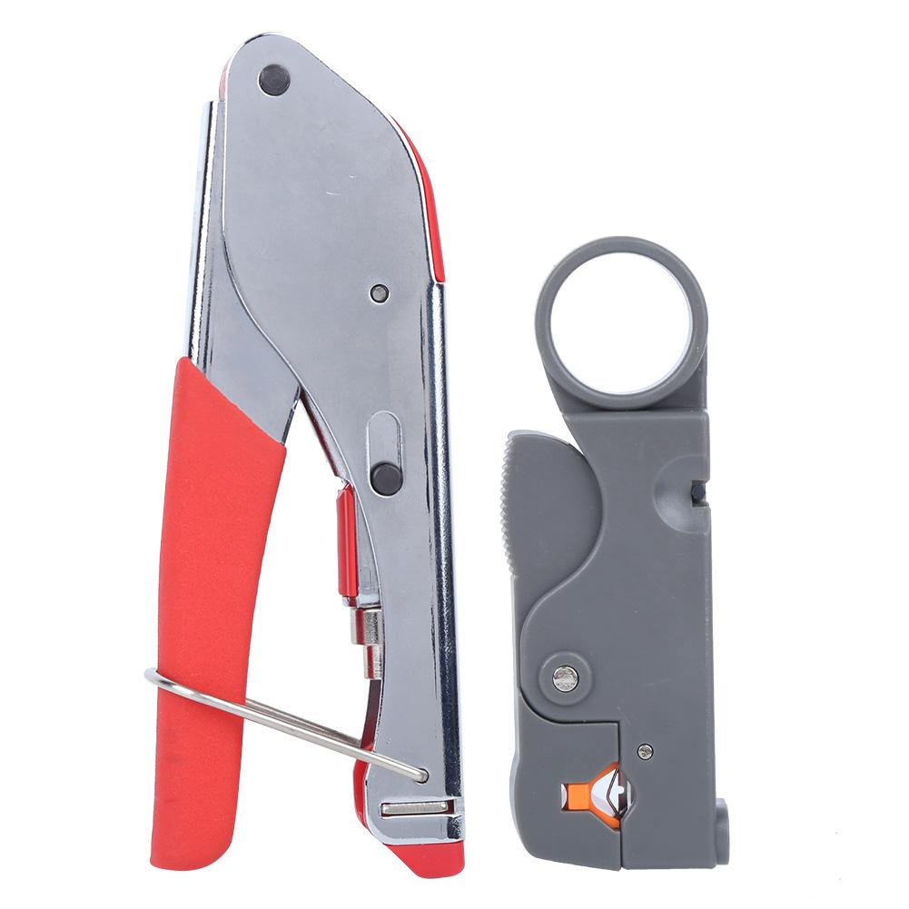 22PCs Cable Crimping Cutter Multifunction Crimper Coaxial F Head Crimping Tool Wire Stripper
