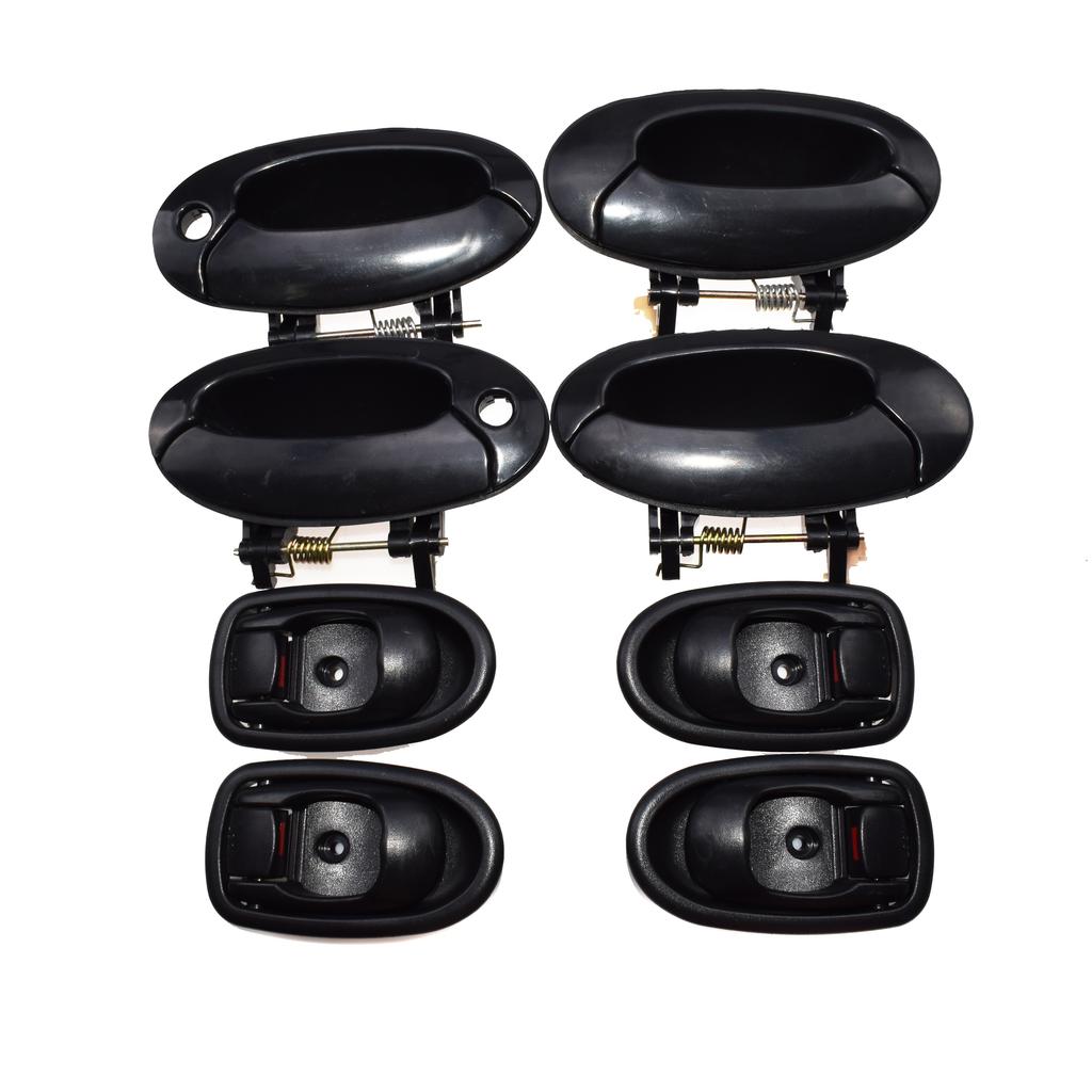 8 Pcs Outside & ide Car Door Handle Front Rear Left Right For Hyundai Elantra 1.8L 1996 1997 1998 1999 2000 Black / Grey