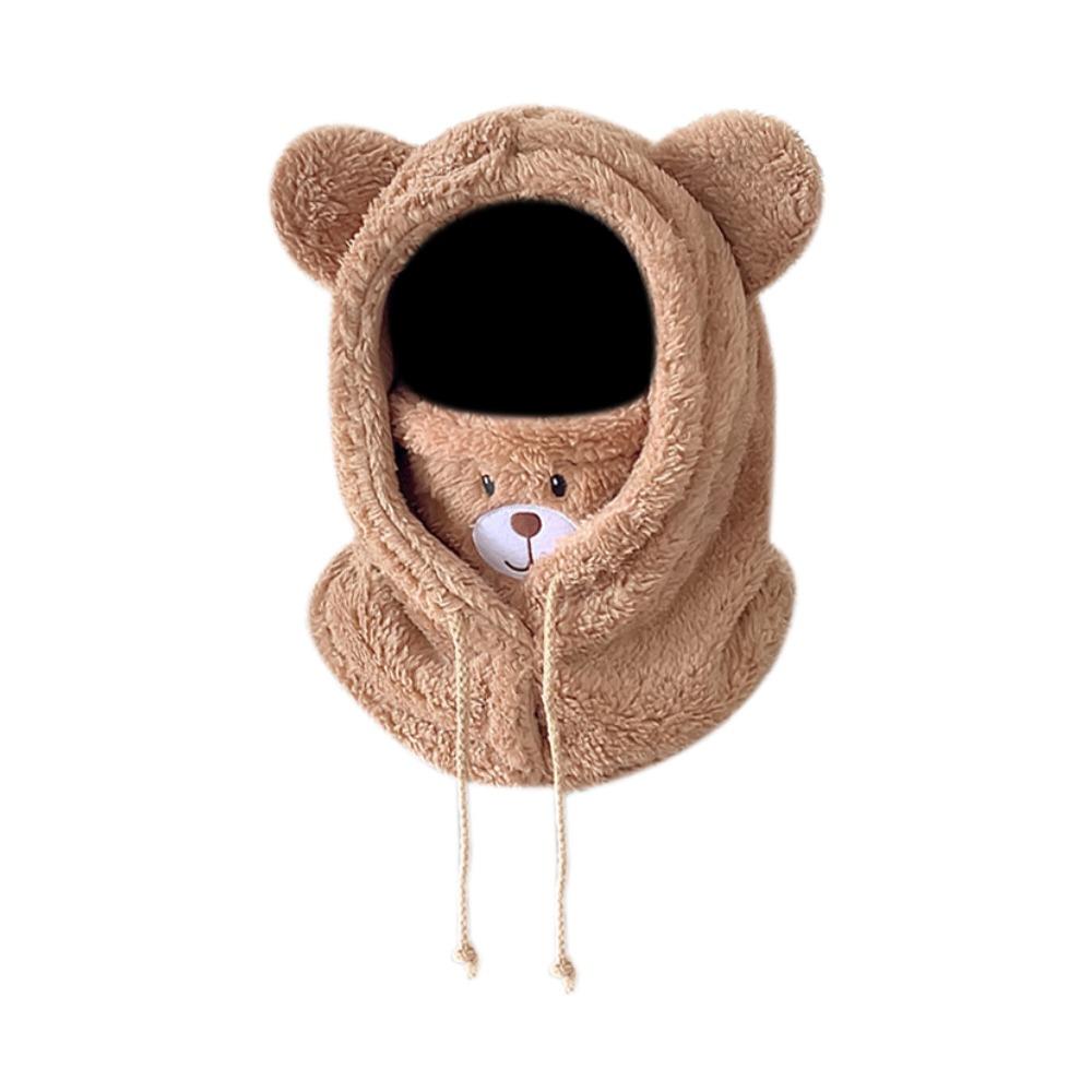 Cartoon Bear Ears Hat Thickened Winter Hats Fashion Integrated Hat Scarf for Women Girls