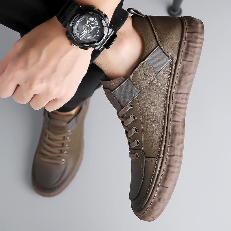 FashionMen Leather Fashion Casual Walking Shoes Male Comfortable Skate Shoe Luxury Brand All-match Mens Sneakers Lace-Up Outdoor Shoes