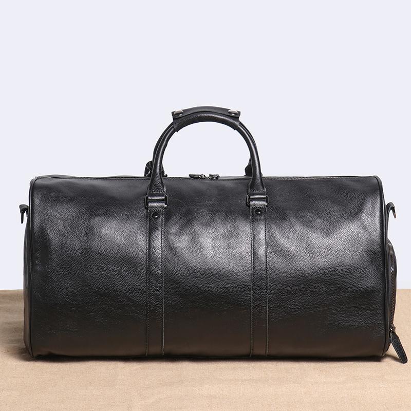 Geantă de călătorie pentru bărbați, din piele naturală, ocazională, geantă pentru bagaje de mână, geantă de fitness de mare capacitate, buzunar pentru pantofi pentru laptop de 18 inchi