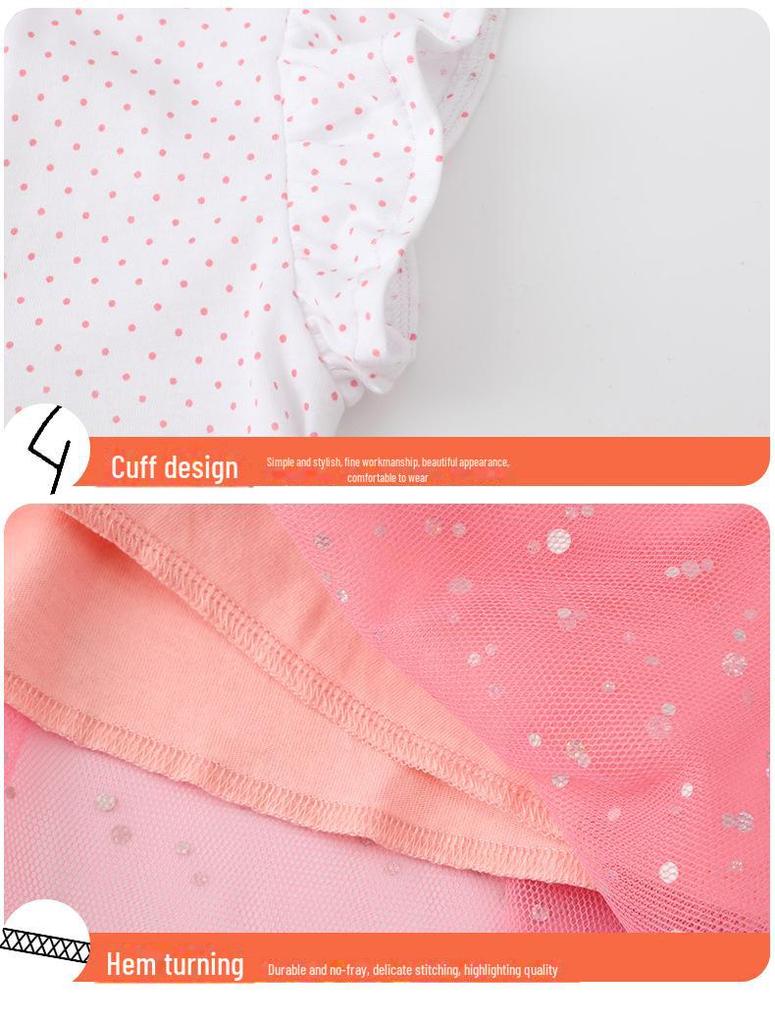 Prinzessinnenkleid aus Netzstoff im europäischen und amerikanischen Stil für Mädchen – Sommerkollektion mit Rundhalsausschnitt