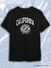 TeeSensation Black Crew Neck Short Sleeve T-Shirt with California College Athletics Varsity Crest Print