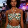 Handmade Turquoise Pearl Beaded Halter Top Body Chain Festival Outfit Bra 2026 Vacation Jewelry Conch Mermaid Core Bralette
