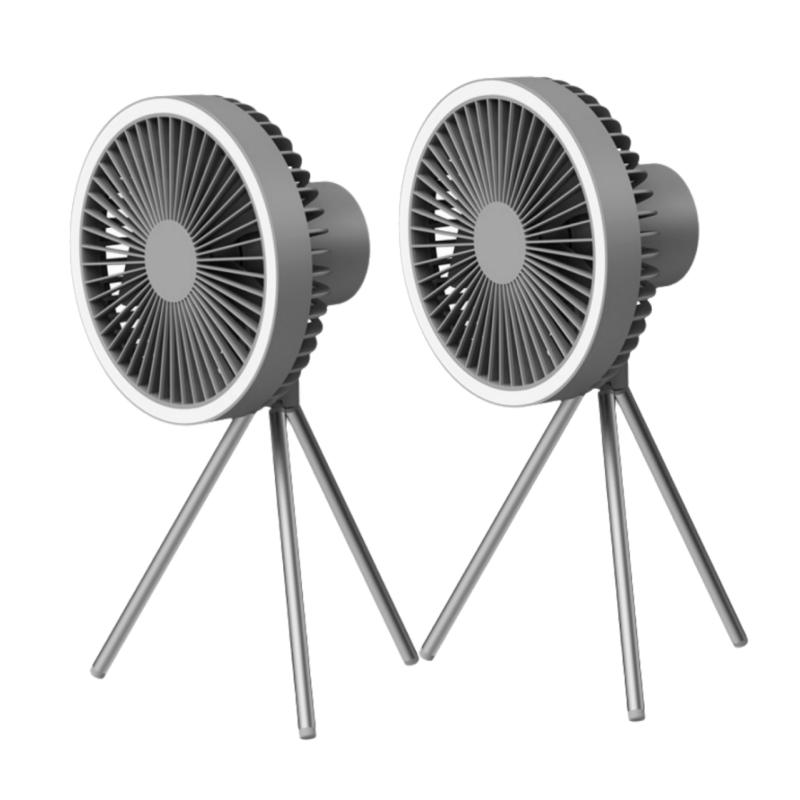 1/2PC 10000mAh Camping Fan Rechargeable Desktop Portable Circulator Wireless Ceiling Electric Fan with Power Bank LED Lighting