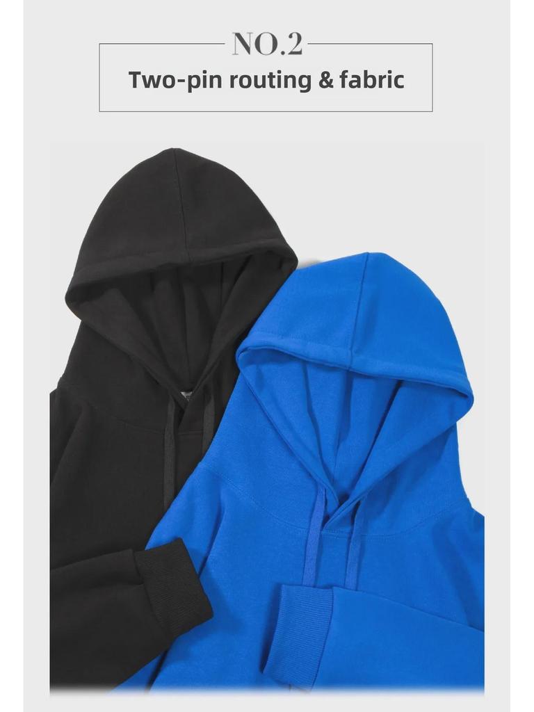 Autumn 320g Unisex Loose Fit Double-Sided Hooded Cotton Blend Sweatshirt