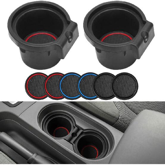 Auovo 2 Pcs Cup Holder Inserts Replacement for Frontier 2005-2019 Xterra 05-15 Pathfinder 05-12 Replace 96975-EA000 96975-ZS00A(with 3 Pairs of TPE 2 Cup Holder Inserts+ 6 L