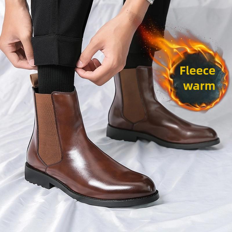 Men Classic Chelsea Boots Black Brown One Step Casual Comfortable Warm Ankle Boots European Outdoor Training Boots Sizes 37-46