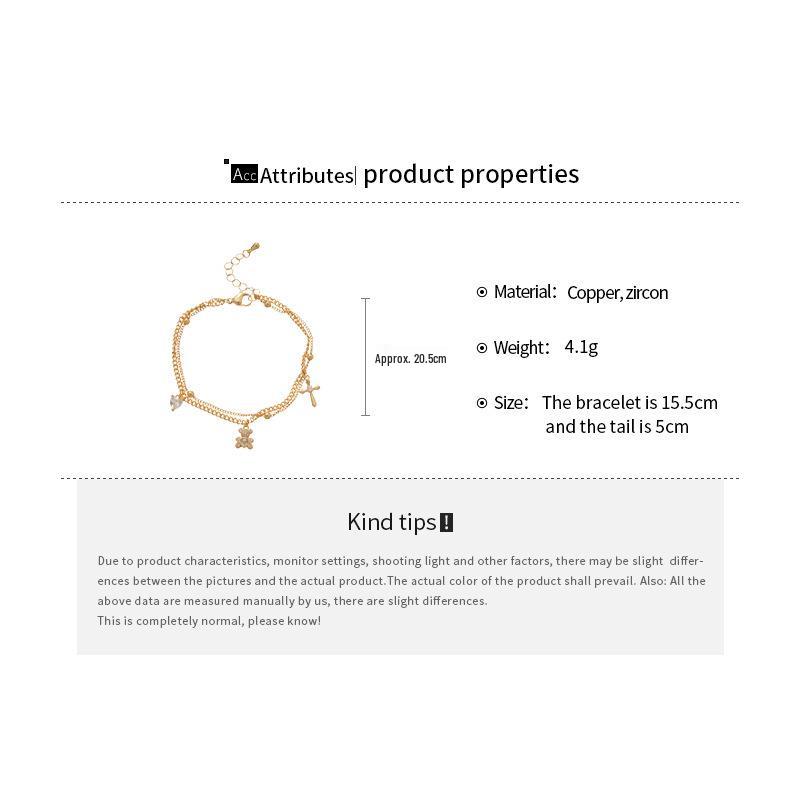 18K Gold Plated Zircon Cat Flower Bracelet: Cute, Exquisite, Versatile, and Luxurious Jewelry for Women