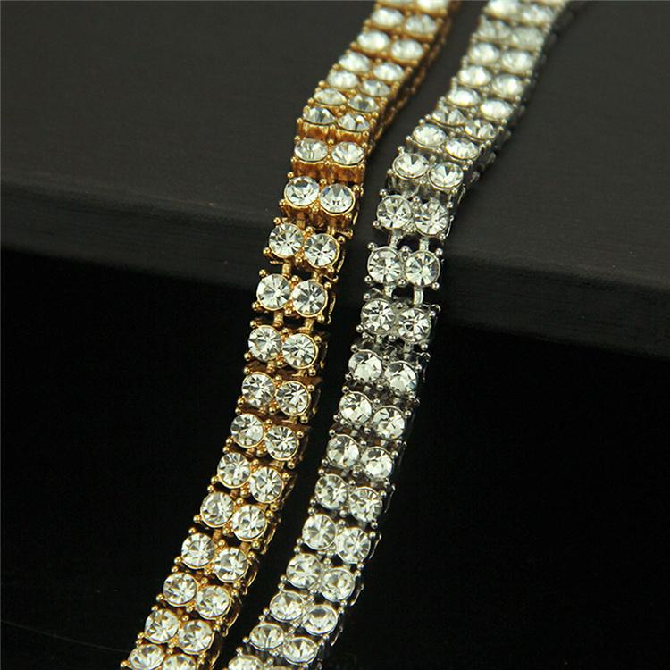 European Fashion Hips Hops 8inch 8mm Double Rows Iced Out Bling Bling Rhinestone Tennis Chain Bracelet