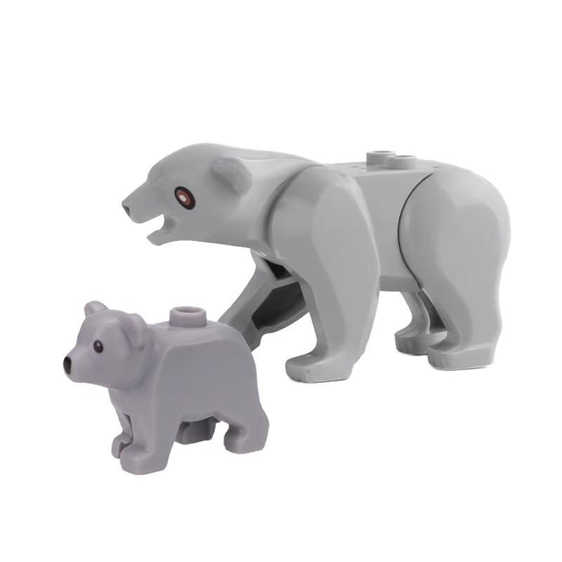 MOC Farm Zoo Animal Building Blocks Crocodile Shark Dolphin Chimpanzee Cow Leopard Educational Game Accessories Bricks Kids Toys