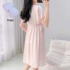 Summer padded nightdress for women, palace-style short-sleeve pajamas, lace, cute loose mid-length skirt, solid color loungewear