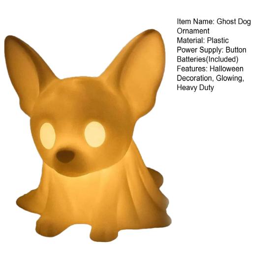 Halloween Ghost Dog Night Lamp Glowing Translucent Puppy Statue Figurine Holiday Party Home Office Bedroom Decorative Lamp Dog Lovers Gift