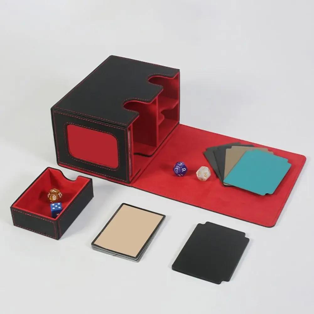 Fashion PU Leather Card Deck Box Flannel Collection Game MTG Trading Card Holder Game Card Organizer Women Men