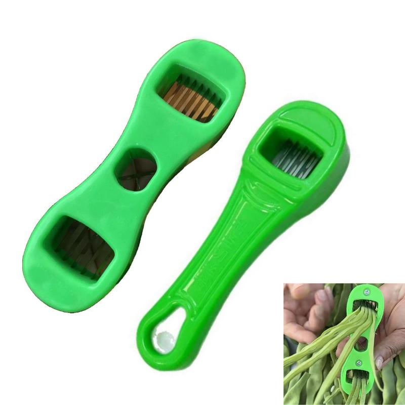 Green Bean Slicer Portable Manual Vegetable Slicer 10.5cm Long Non Toxic Plastic for Household Cooking