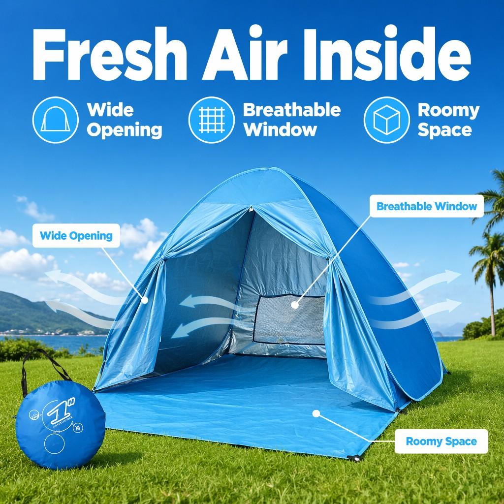 Beach Tent Fully Automatic 2-second Quick Opening Outdoor Sunshade Tent