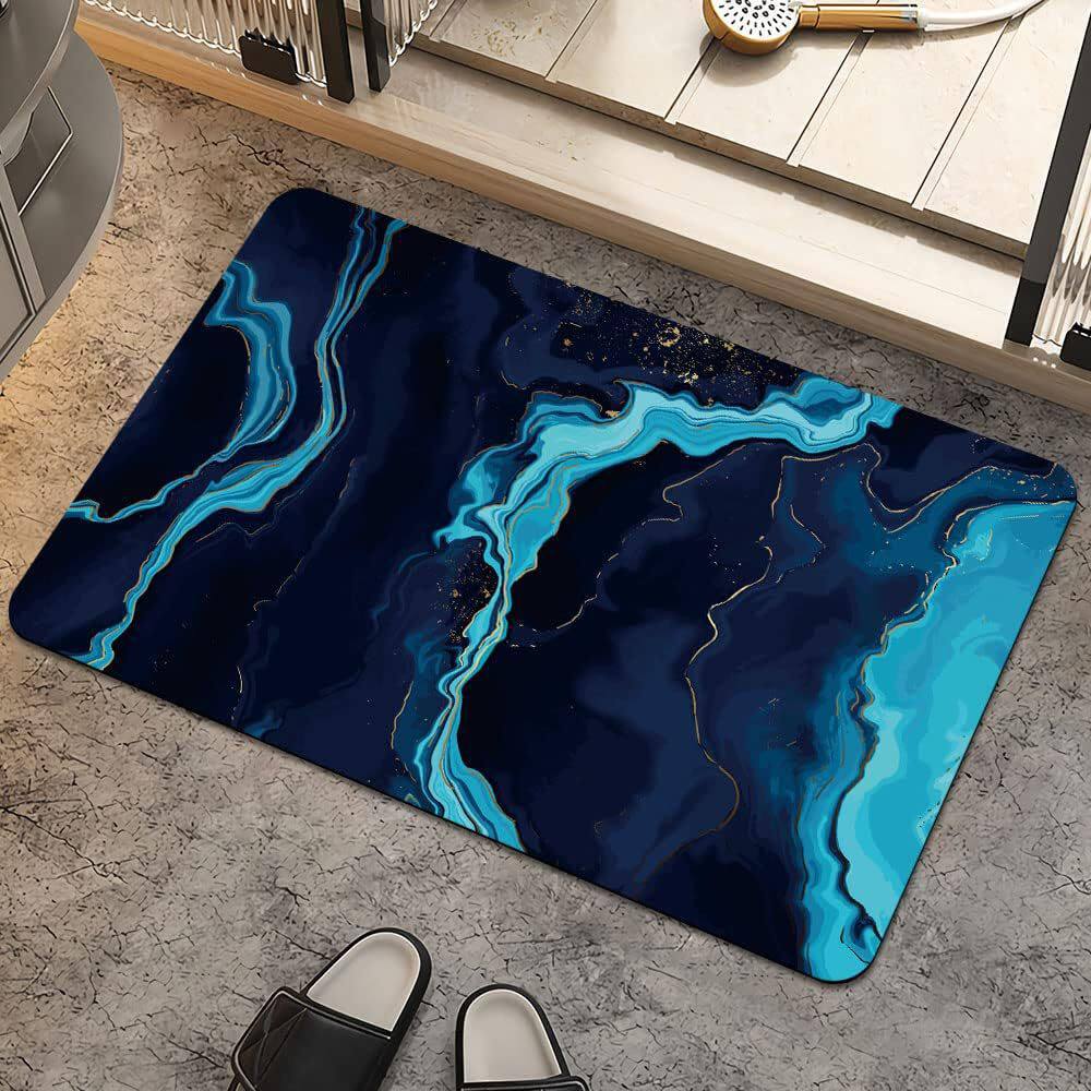 Rendering Flower Toilet Decorative Floor Mat Absorbent Bathroom Floor Mat Diatom Mud Floor Mat Absorbent Floor Mat Toilet 50*80CM